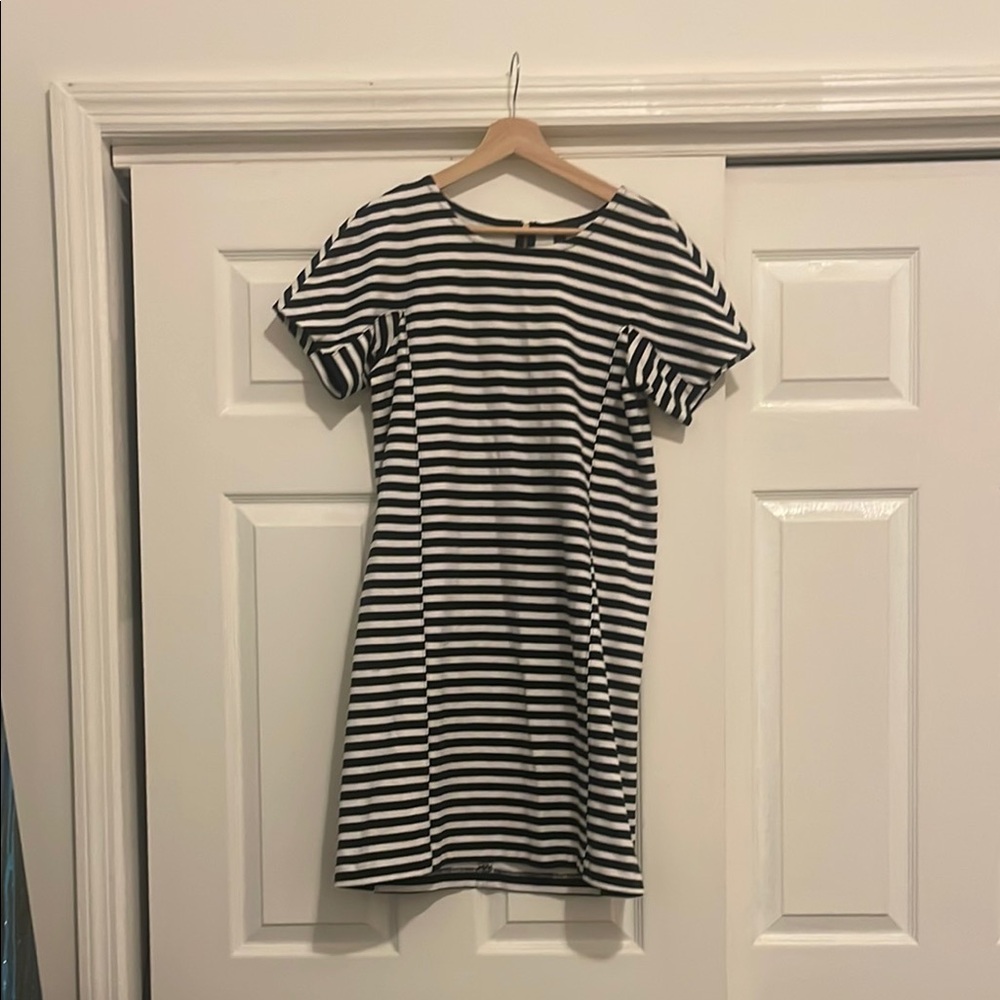 J. Crew Black and White Striped dress
